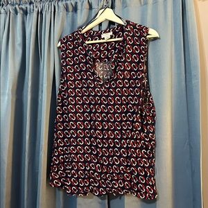 Liz Claiborne Geometric Red and Blue Top